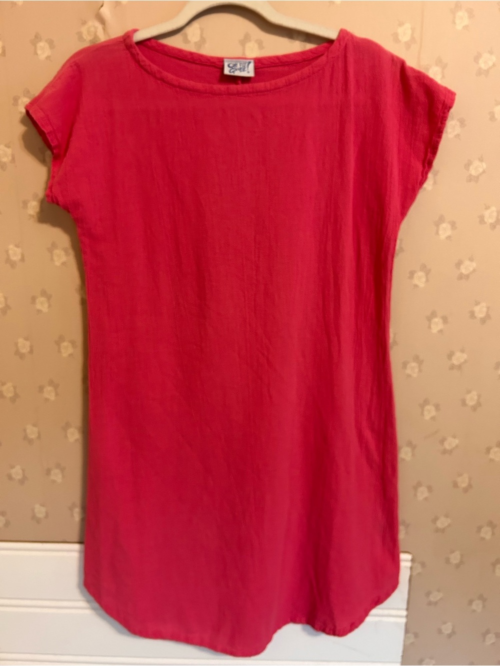 Oh My Gauze! Bright Pink Short-Sleeve Tunic Dress Beach Cotton Resort Wear